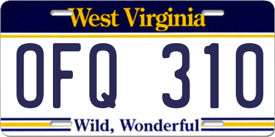WV license plate OFQ310