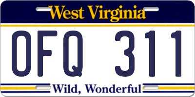 WV license plate OFQ311