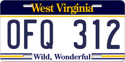 WV license plate OFQ312