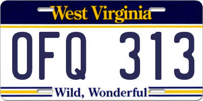 WV license plate OFQ313