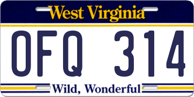 WV license plate OFQ314