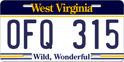 WV license plate OFQ315