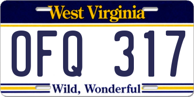 WV license plate OFQ317