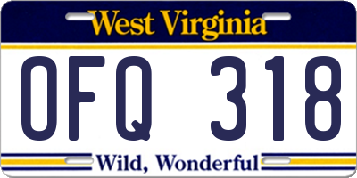 WV license plate OFQ318
