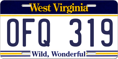 WV license plate OFQ319