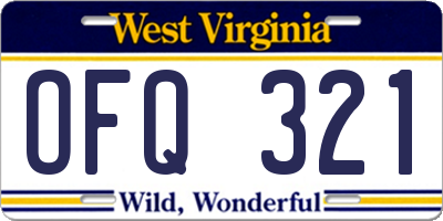 WV license plate OFQ321
