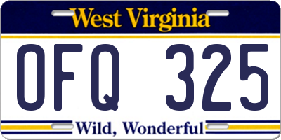 WV license plate OFQ325