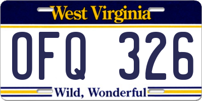 WV license plate OFQ326