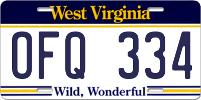 WV license plate OFQ334
