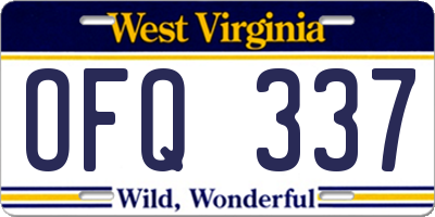 WV license plate OFQ337