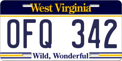 WV license plate OFQ342