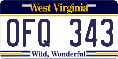WV license plate OFQ343
