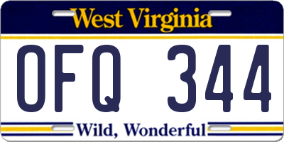 WV license plate OFQ344