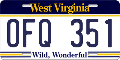 WV license plate OFQ351