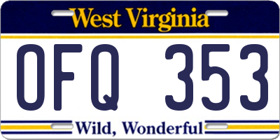 WV license plate OFQ353