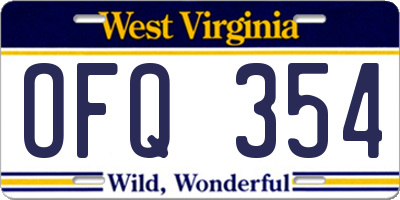 WV license plate OFQ354