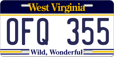 WV license plate OFQ355