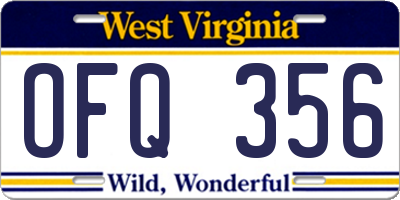 WV license plate OFQ356