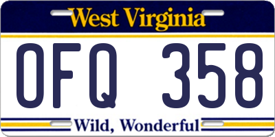 WV license plate OFQ358