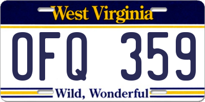 WV license plate OFQ359