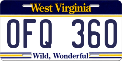 WV license plate OFQ360
