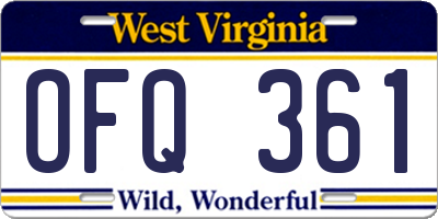 WV license plate OFQ361