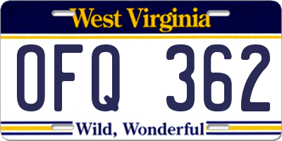 WV license plate OFQ362