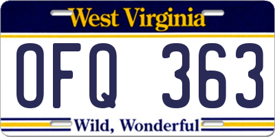 WV license plate OFQ363