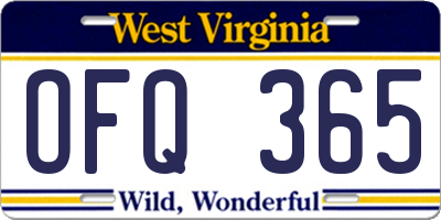 WV license plate OFQ365