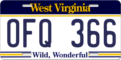 WV license plate OFQ366