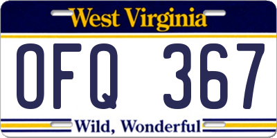 WV license plate OFQ367