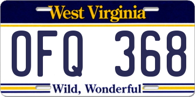 WV license plate OFQ368