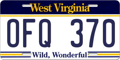 WV license plate OFQ370