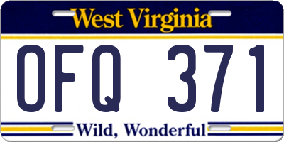 WV license plate OFQ371