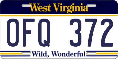 WV license plate OFQ372