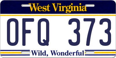 WV license plate OFQ373