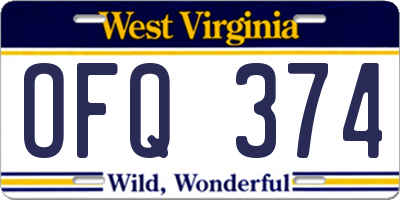 WV license plate OFQ374