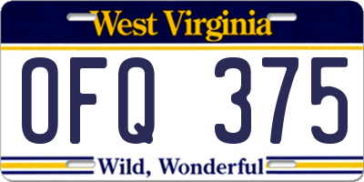 WV license plate OFQ375