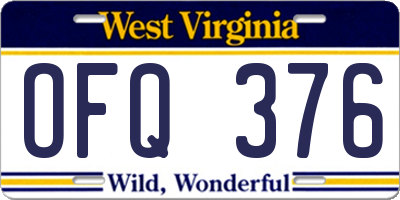 WV license plate OFQ376
