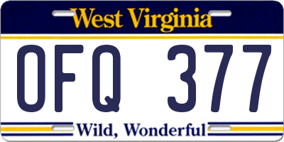 WV license plate OFQ377