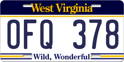 WV license plate OFQ378