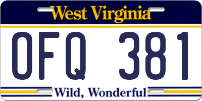 WV license plate OFQ381