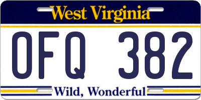 WV license plate OFQ382