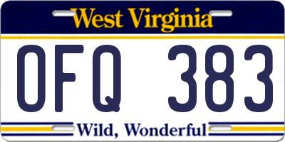 WV license plate OFQ383