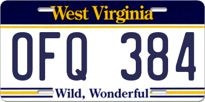 WV license plate OFQ384