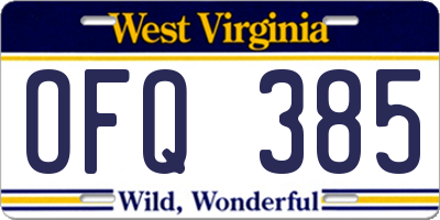 WV license plate OFQ385