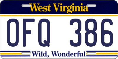 WV license plate OFQ386
