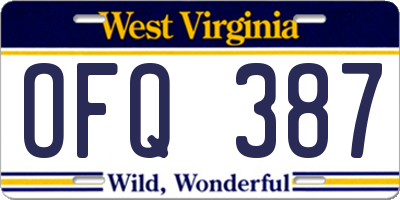 WV license plate OFQ387