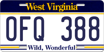 WV license plate OFQ388