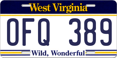 WV license plate OFQ389